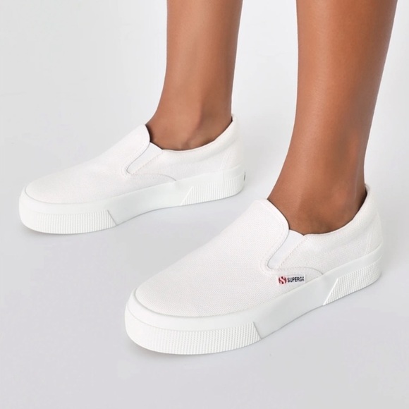 Superga Slip On Platform Classic White Slip-On Sneakers SZ 9.5(41) ✨Like New✨ - Picture 13 of 14